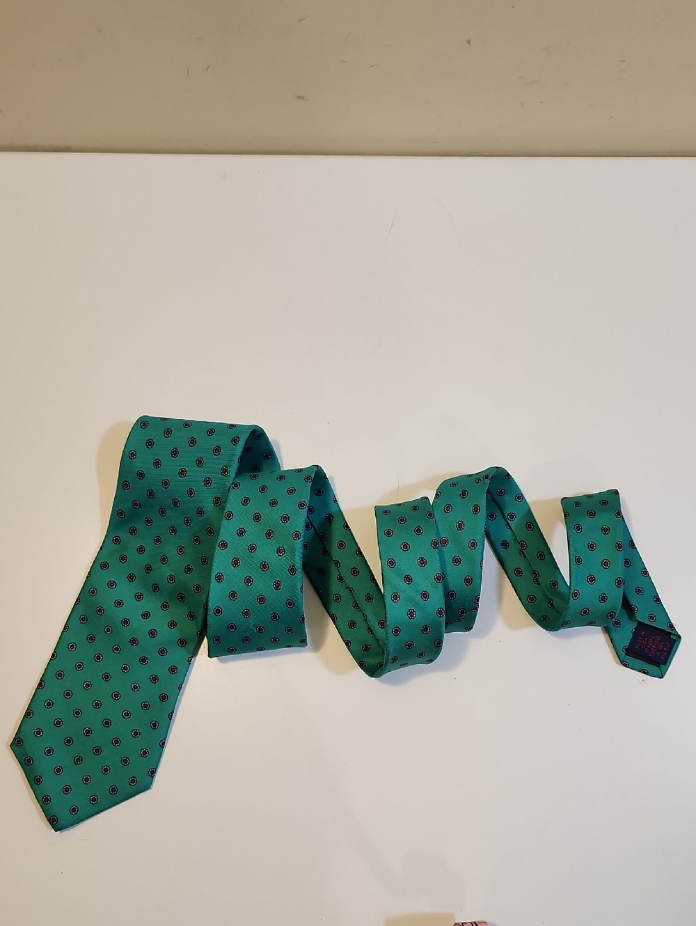 Rooster Men's Teal Polka Dot Silk Tie